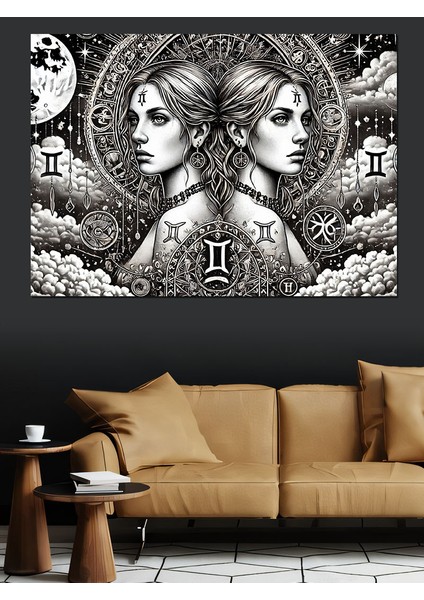 Ikizler Burcu Kadın Dekoratif Kanvas - Mdf Ahşap Tablo fırsatları
