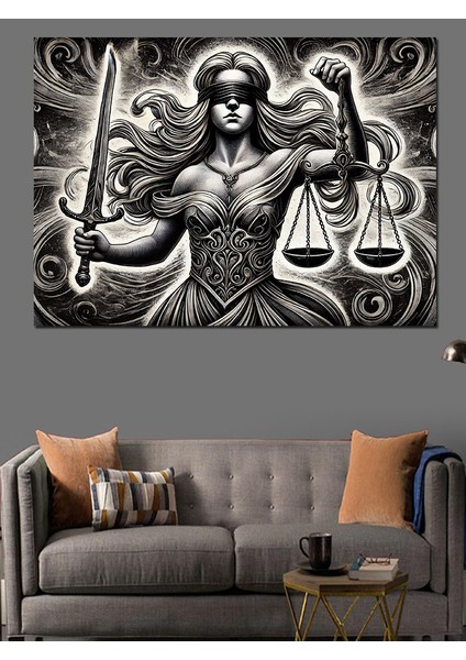Adalet Tanrıçası Heykeli Dekoratif Kanvas - Mdf Ahşap Tablo fiyatları