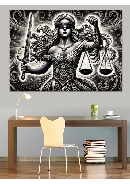 Adalet Tanrıçası Heykeli Dekoratif Kanvas - Mdf Ahşap Tablo modelleri