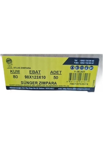 Yatık Sünger Zımpara 80 Kum | Ölçü 98 x 123 x 10 | Her Yüzeyde Mükemmel Sonuçlar | 50 Adet fırsatları