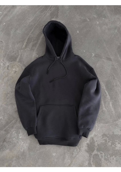 Kapşonlu Üç Iplik Penye Basic Sweatshirt
