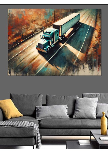 Yolda Mavi Tır Dekoratif Kanvas - Mdf Ahşap Tablo fiyatları
