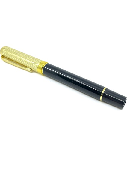 Premium Metal Roller Tükenmez Kalem Altın Renk Kapak - Siyah