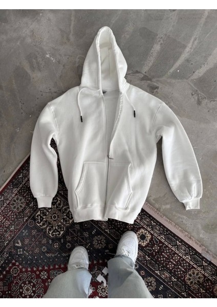 Oversize Tam Fermuarlı Uzun Kol Hırka