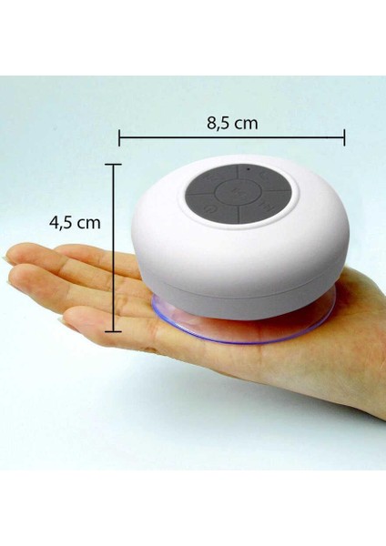 Su Geçirmez Mini Bluetooth Duş Hoparlörü (Beyaz) fiyatları