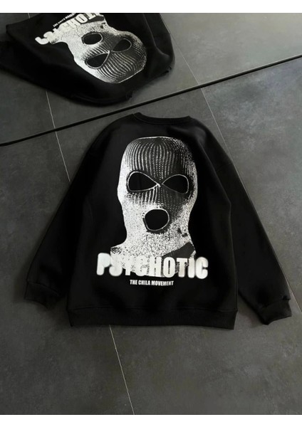 Kışlık Bisiklet Yaka Baskılı Sweatshirt