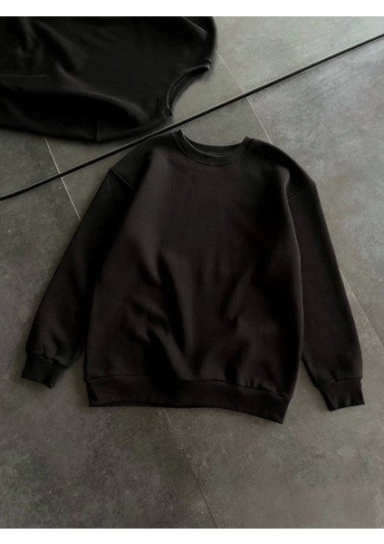 Kışlık Bisiklet Yaka Üç Iplik Basic Sweatshirt