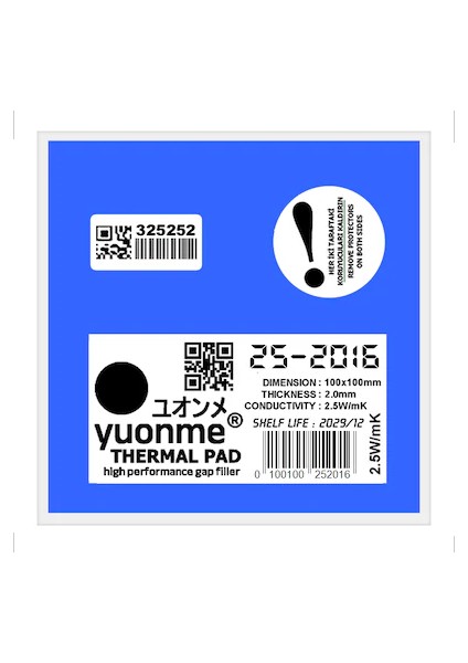 Termal Ped / Thermal Pad 2.0mm 2.5W/MK 100X100MM 25-2016