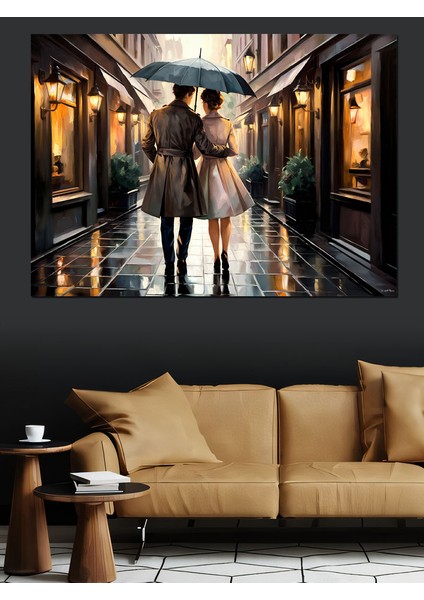 Yağmur Altında Bekleyiş Dekoratif Kanvas - Mdf Ahşap Tablo