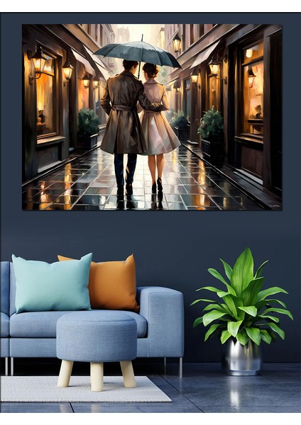 Yağmur Altında Bekleyiş Dekoratif Kanvas - Mdf Ahşap Tablo fiyatları