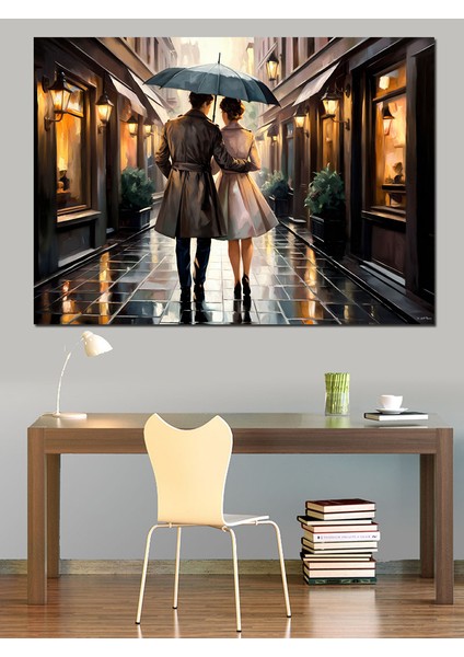 Yağmur Altında Bekleyiş Dekoratif Kanvas - Mdf Ahşap Tablo fırsatları