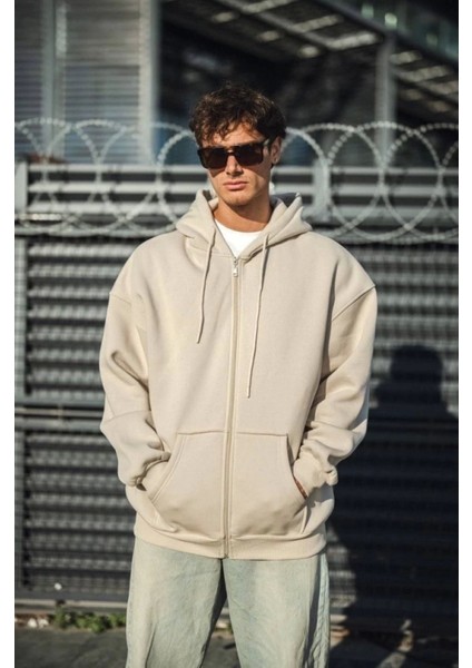 Oversize Tam Fermuarlı Uzun Kol Hırka