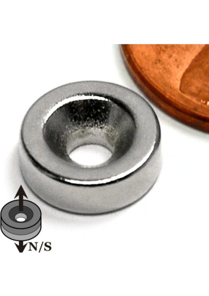 5 Ade Thavşa Delikli 18 mm x 10/5 mm x 5 mm Süper Güçlü Neodyum Mıknatıs