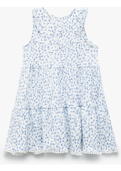 Fırfır Detaylı Çiçekli Bisiklet Yaka Kolsuz Katlı Mini Elbise fiyatları