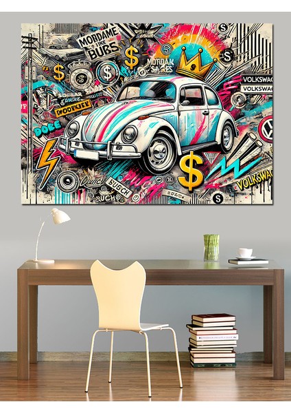 Renkli Vosvos Çizimi Dekoratif Kanvas - Mdf Ahşap Tablo modelleri