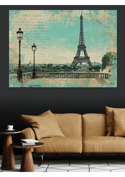 Eyfel Kulesi ve Manzara Dekoratif Kanvas - Mdf Ahşap Tablo modelleri