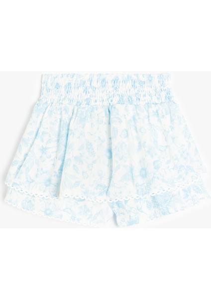 Viskon Gipeli Şifon Çiçekli Katlı Mini Şort Etek fiyatları