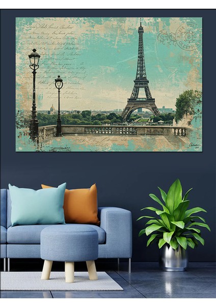 Eyfel Kulesi ve Manzara Dekoratif Kanvas - Mdf Ahşap Tablo fırsatları