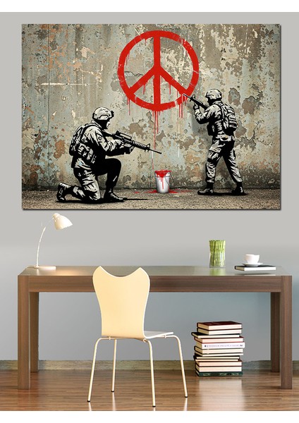 Barış Grafiti Çizimi Dekoratif Kanvas - Mdf Ahşap Tablo fiyatları