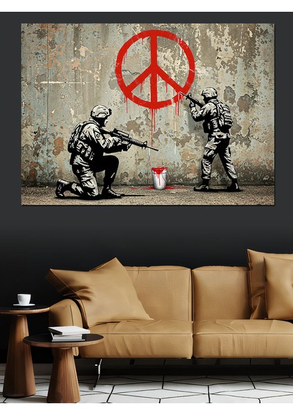 Barış Grafiti Çizimi Dekoratif Kanvas - Mdf Ahşap Tablo fırsatları
