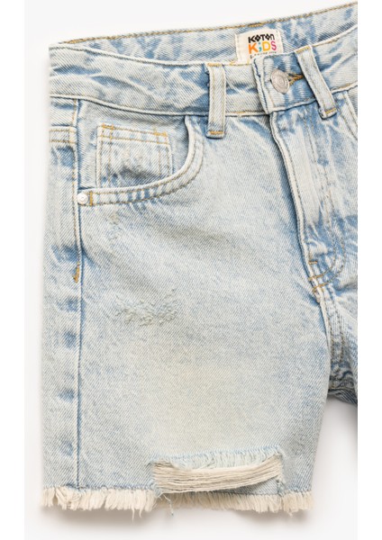 Pamuklu Bol Kalıp Saçaklı Paça Denim Şort modelleri