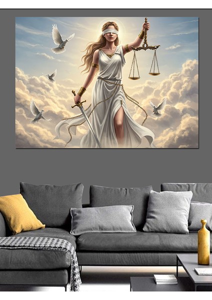 Adalet Tanrıçası Heykeli Dekoratif Kanvas - Mdf Ahşap Tablo fiyatları