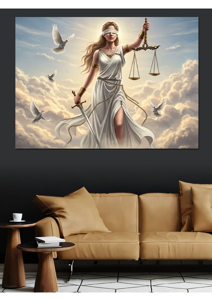 Adalet Tanrıçası Heykeli Dekoratif Kanvas - Mdf Ahşap Tablo modelleri