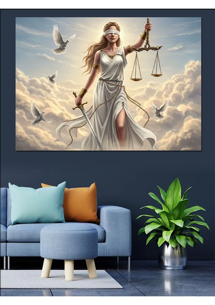 Adalet Tanrıçası Heykeli Dekoratif Kanvas - Mdf Ahşap Tablo fırsatları