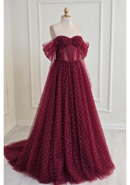 Bordo Incili Helen Nişanlık 7938