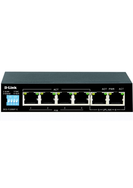 DES-F1006P-E 6 Portlu 10/100 Uzun Menzilli Poe+ Gözetim Switch