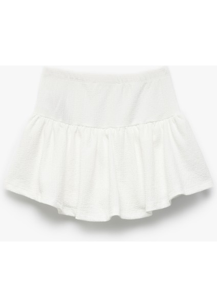Beli Lastikli Dokulu Volanlı Şort Etek
