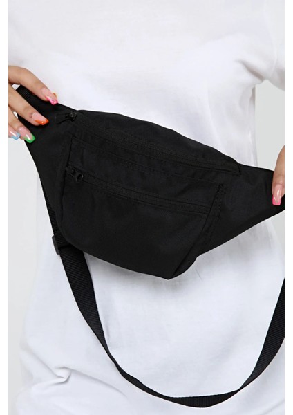 Su Geçirmez Siyah Askılı Çapraz Unisex Bel ve Omuz Çantası, 2 Bölmeli, Rahat ve Şık fiyatları