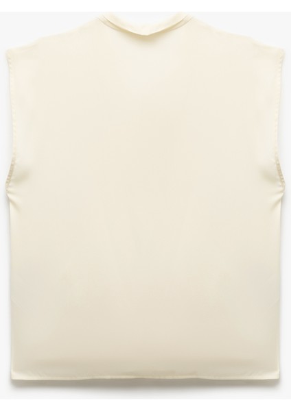 Krep Kumaş Drape Detaylı Kolsuz Kruvaze Bluz indirimleri