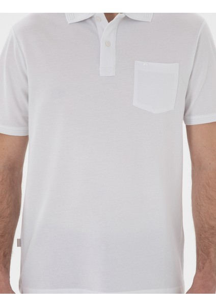 Erkek Beyaz Regular Fit Kıvrılmaz Polo Yaka Basic Tişört 50302538-VR013