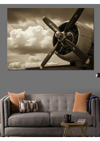 Eski Uçak Pervanesi Dekoratif Kanvas - Mdf Ahşap Tablo