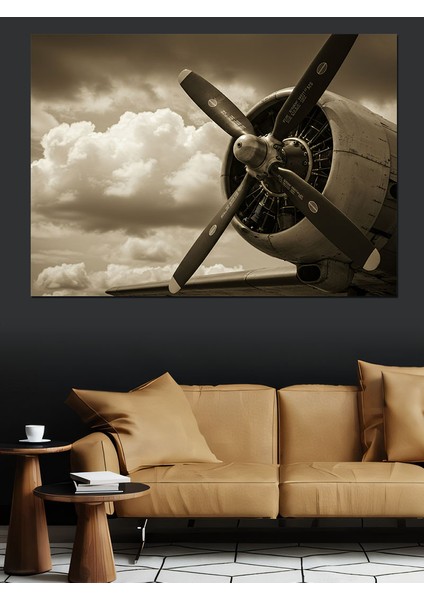 Eski Uçak Pervanesi Dekoratif Kanvas - Mdf Ahşap Tablo fırsatları