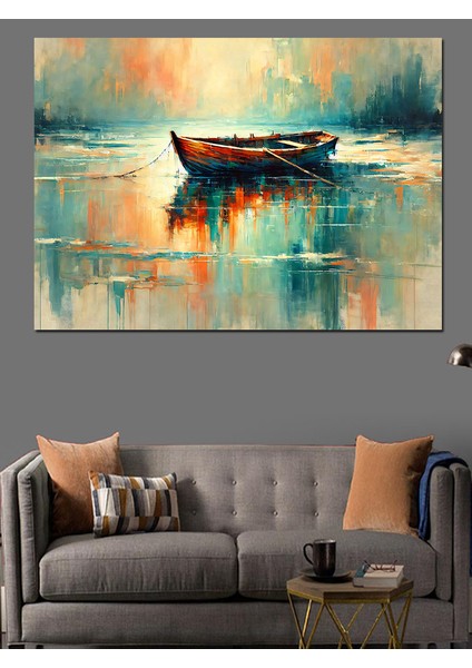 Gölde Yüzen Kayık Dekoratif Kanvas - Mdf Ahşap Tablo fiyatları