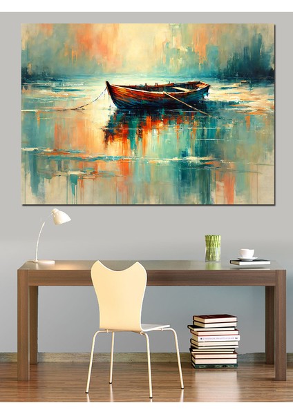 Gölde Yüzen Kayık Dekoratif Kanvas - Mdf Ahşap Tablo modelleri