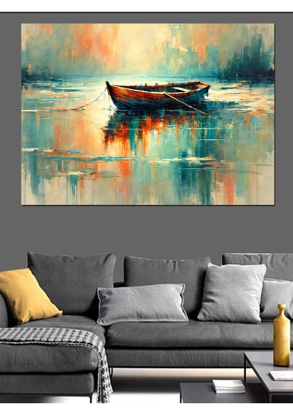 Gölde Yüzen Kayık Dekoratif Kanvas - Mdf Ahşap Tablo fırsatları
