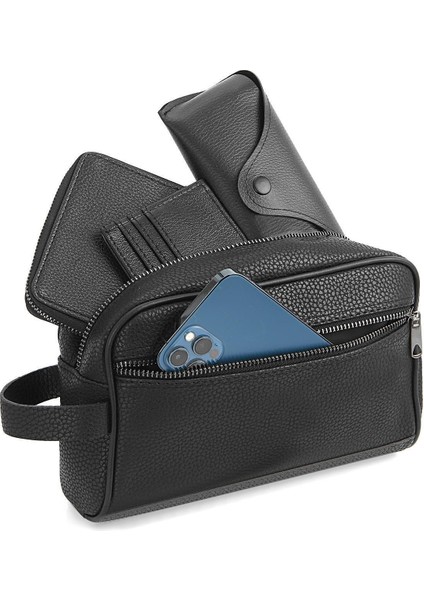 Şık Siyah Vegan Deri El Çantası ve Kartlık Hediye Seti, Küçük Boy modelleri