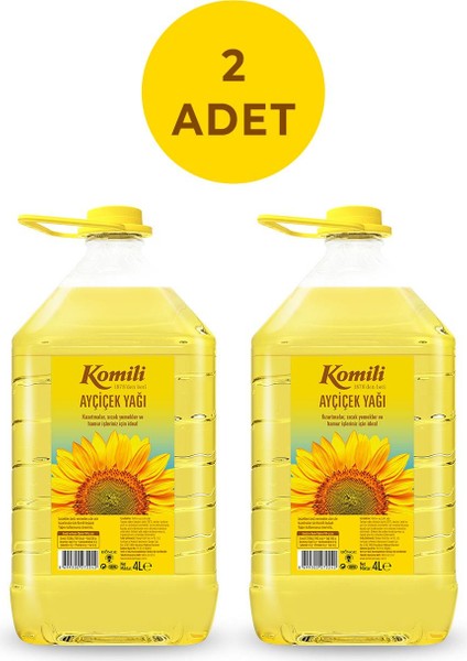 Ayçiçek Yağı 4 lt Pet ( Dar Ağız) * 2 Adet