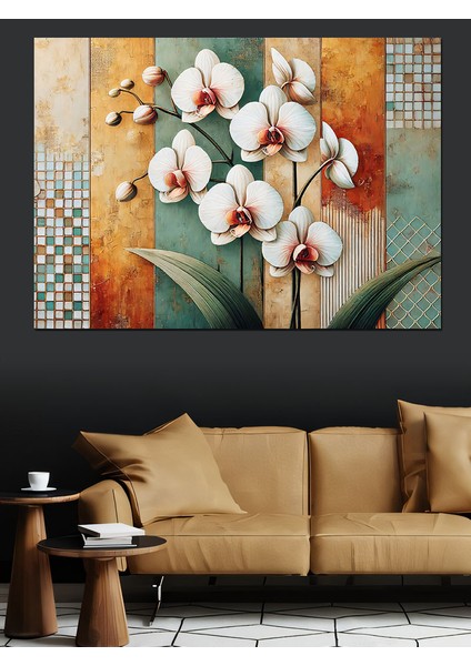 Orkide Çiçek Deseni Dekoratif Kanvas - Mdf Ahşap Tablo modelleri