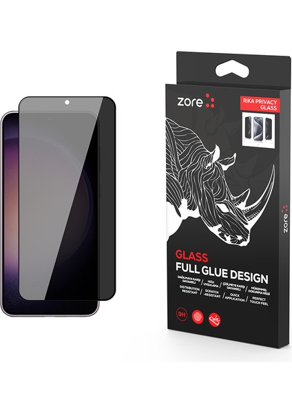Samsung Galaxy S23 Zore Rika Premium Privacy Temperli Cam Ekran Koruyucu