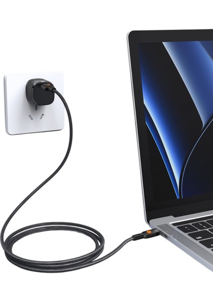 60W Sarj Adaptörleri Için Uyumlu Şarj Kablosu 1 Metre Type-C To Type-C Şarj ve Data Kablosu (Gri)