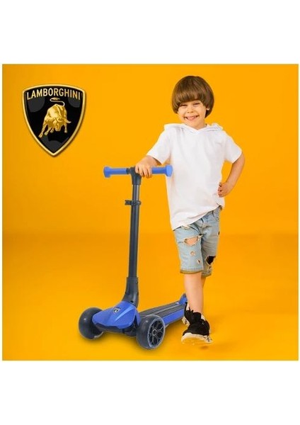 Lamborghini Lisanslı L3 Kolay Katlanabilir Işıklı Orta Gövde ve Işıklı Tekerlekli Çocuk Scooter Mavi fiyatları