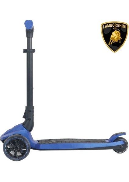 Lamborghini Lisanslı L3 Kolay Katlanabilir Işıklı Orta Gövde ve Işıklı Tekerlekli Çocuk Scooter Mavi modelleri