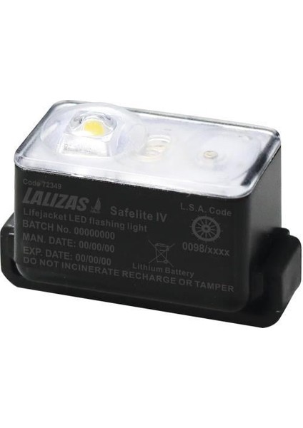 Lalızas Lifejacket LED Flashing Light "safelite Iv" On-Off Water Activated, Uscg/solas/med