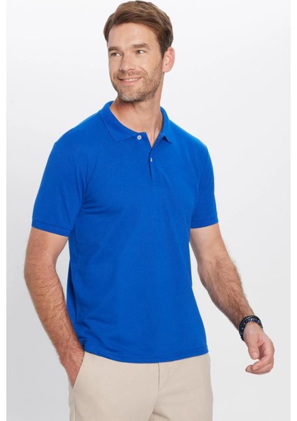 Erkek 5'li Paket Siyah-Saks Mavi-Kahverengi-Haki-Gri Slim Fit Pamuklu Düz Pike Polo Yaka Tişört modelleri