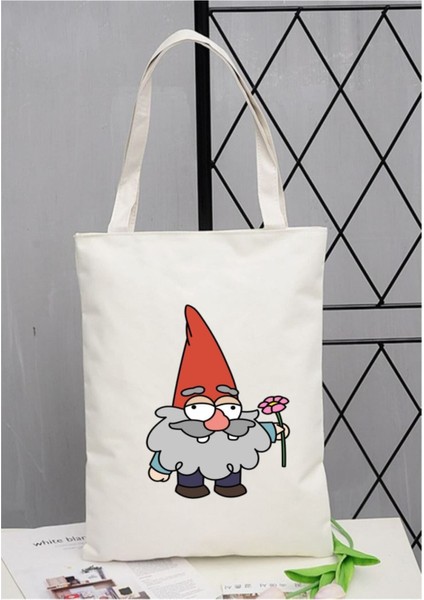 Şirin Gnome Tasarımlı Bej Bez Çanta, Günlük Şıklık ve Pratiklik İçin fiyatları