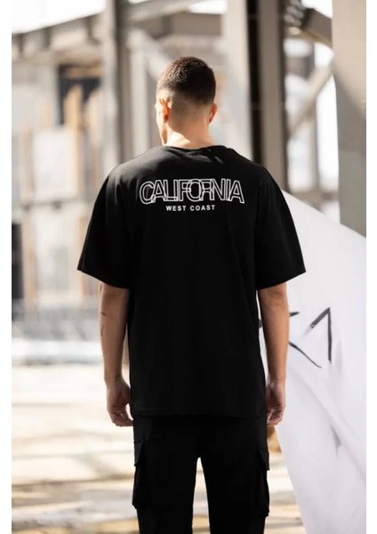 Bisiklet Yaka Baskılı Oversize Tshirt